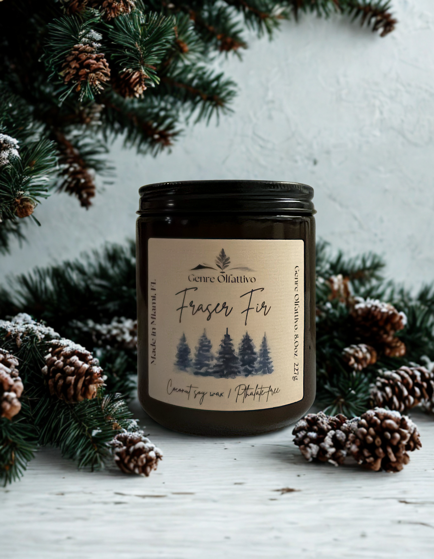 Fraser Fir – 8oz Amber Cypress, Evergreen and Moss Candle