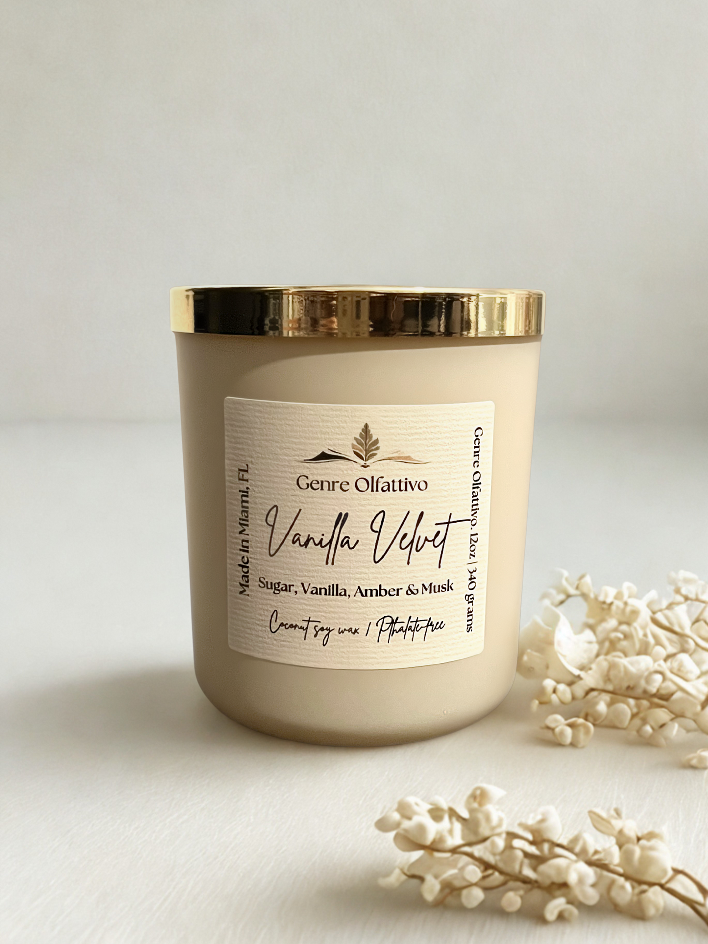 Vanilla Velvet 11oz Beige Frosted Jar
