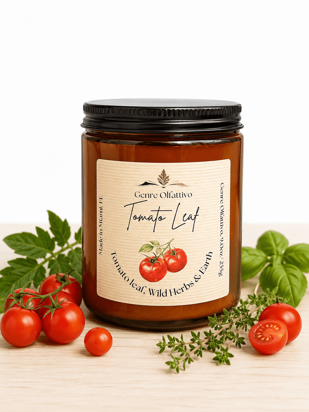 Tomato Leaf 8oz Amber Jar Candle - Genre Olfattivo
