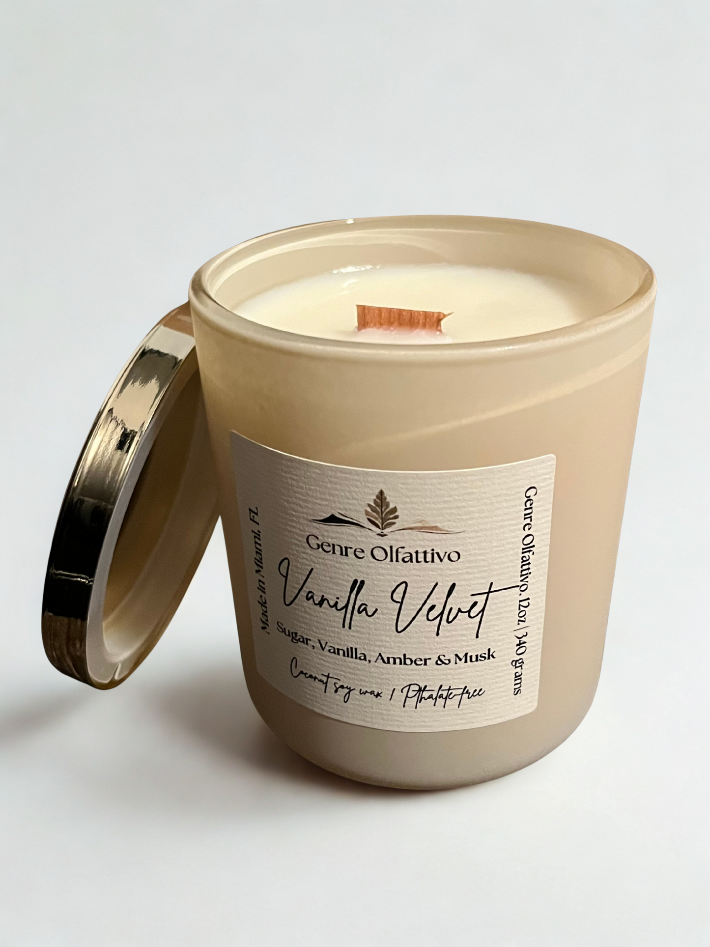 Vanilla Velvet 11oz  Beige Frosted Jar
