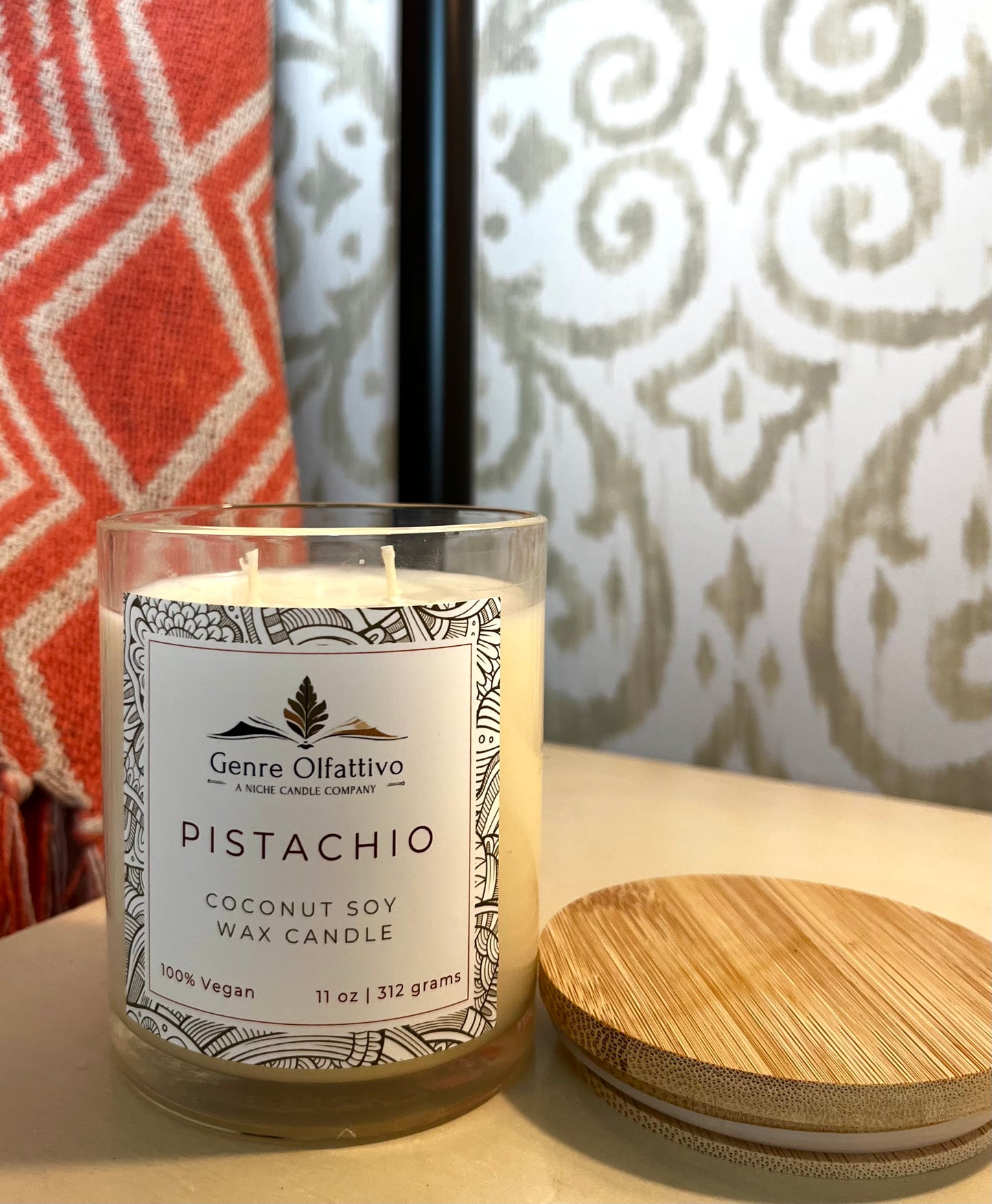 Pistachio 14oz Clear Jar Bamboo Lid