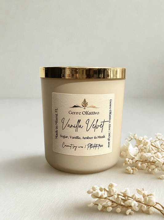 Vanilla Velvet 11oz  Beige Frosted Jar