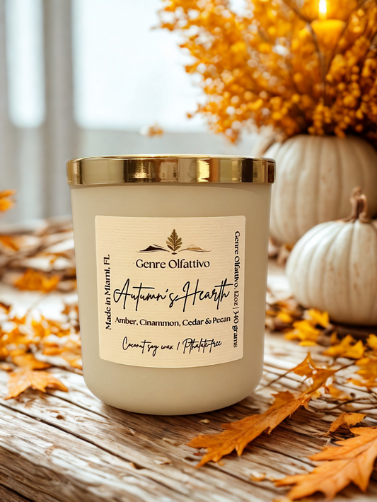 Autumn’s Hearth 11oz Beige Jar: Apple, Cinnamon, Cedar & Pecan