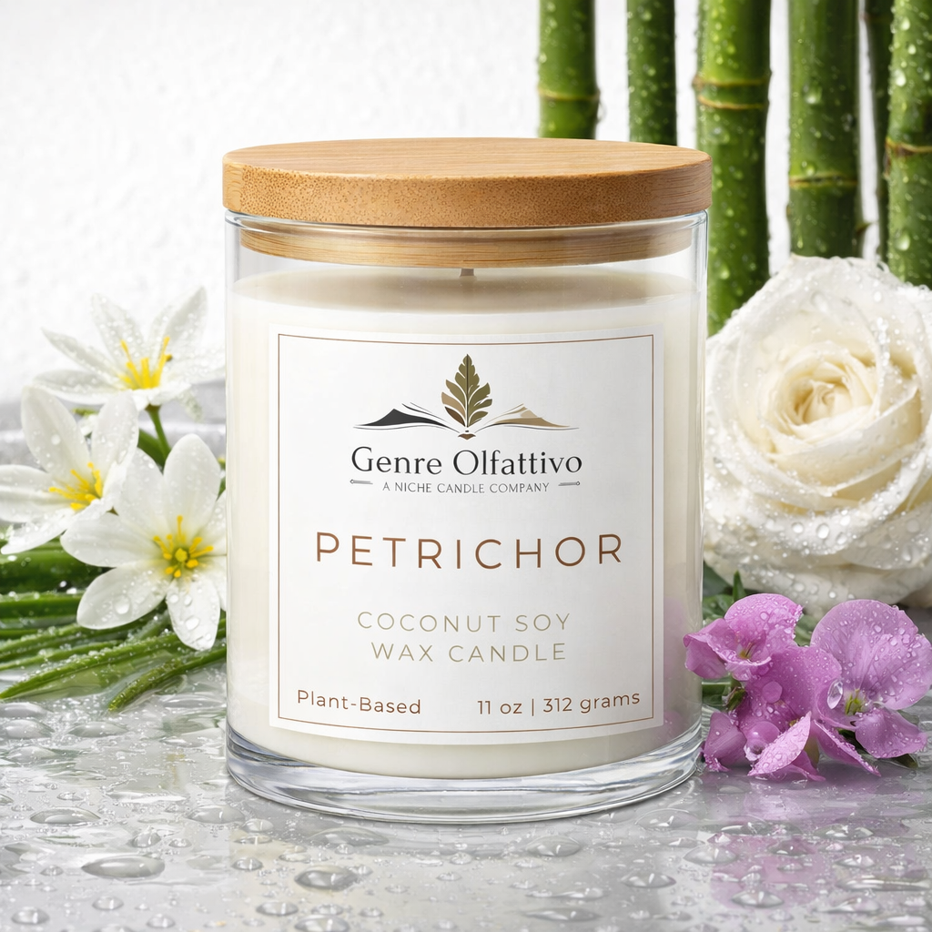 Petrichor 14oz Clear Jar Bamboo Lid