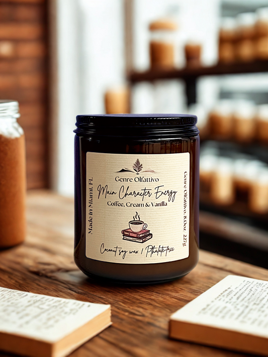 Main Character Energy: Bookish Candle 8oz Amber Jar