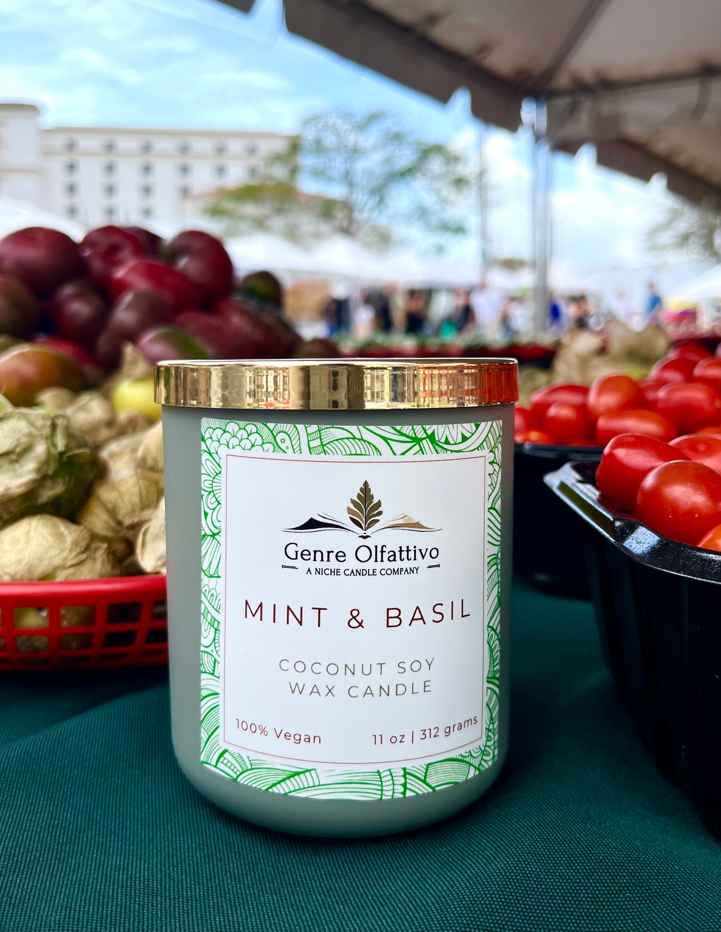 Mint & Basil: 12oz Sage Matte Jar, Chamomile, Mint, Basil, Tomato