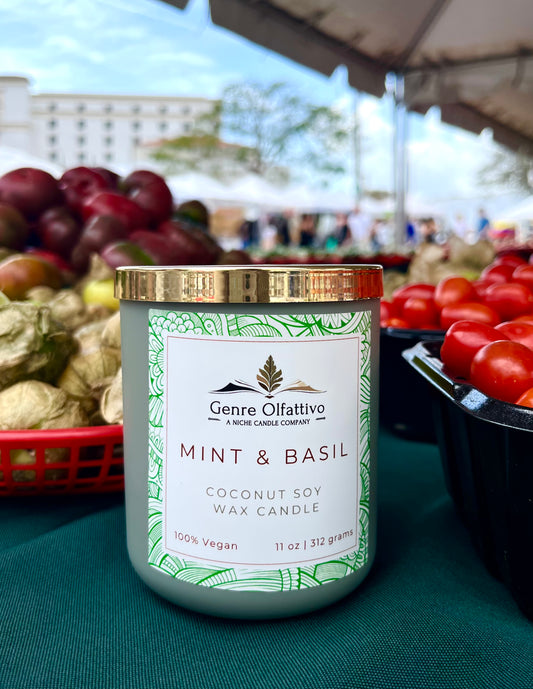 Mint & Basil: 12oz Sage Matte Jar, Chamomile, Mint, Basil, Tomato