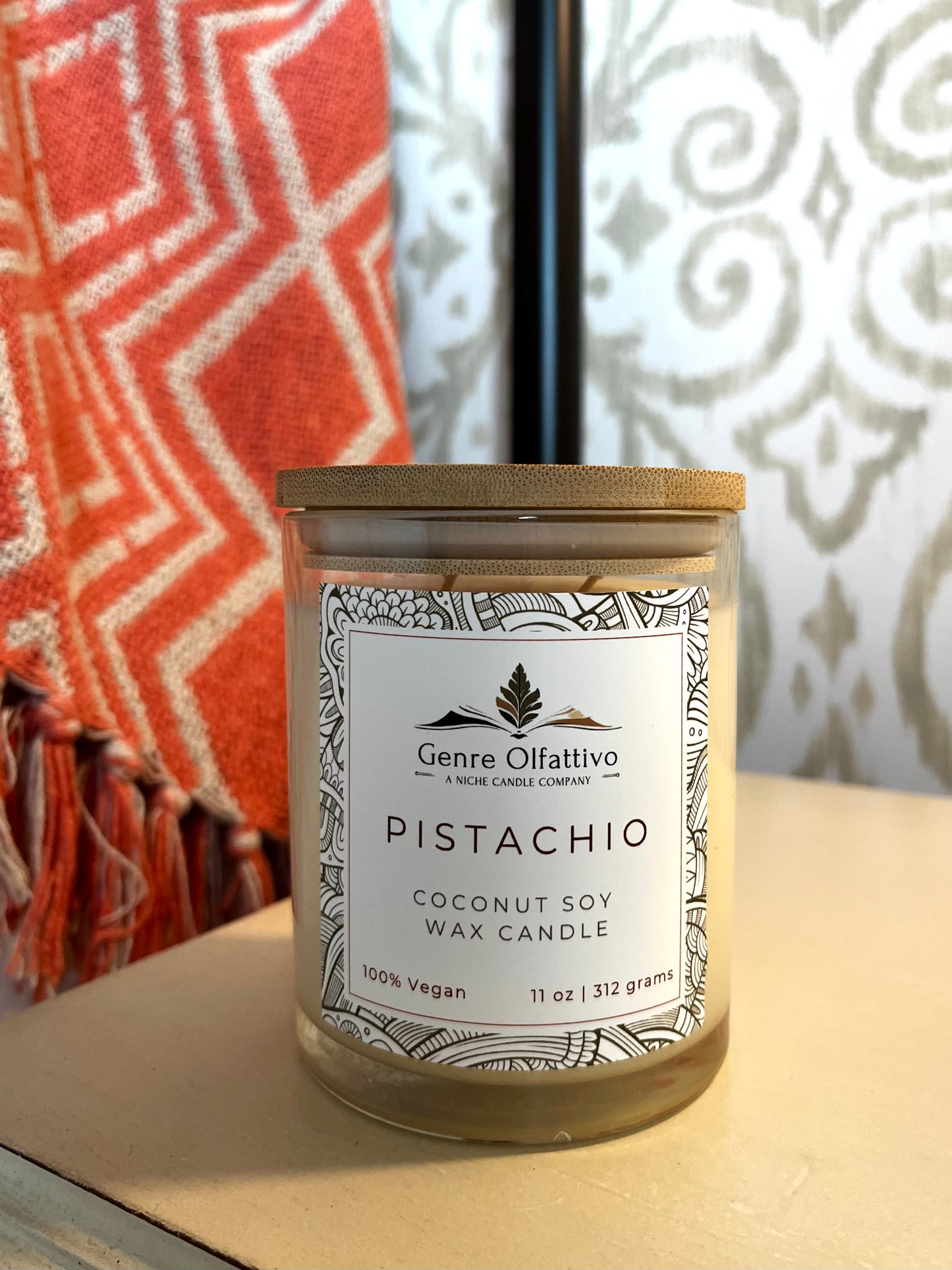 Pistachio 14oz Clear Jar Bamboo Lid