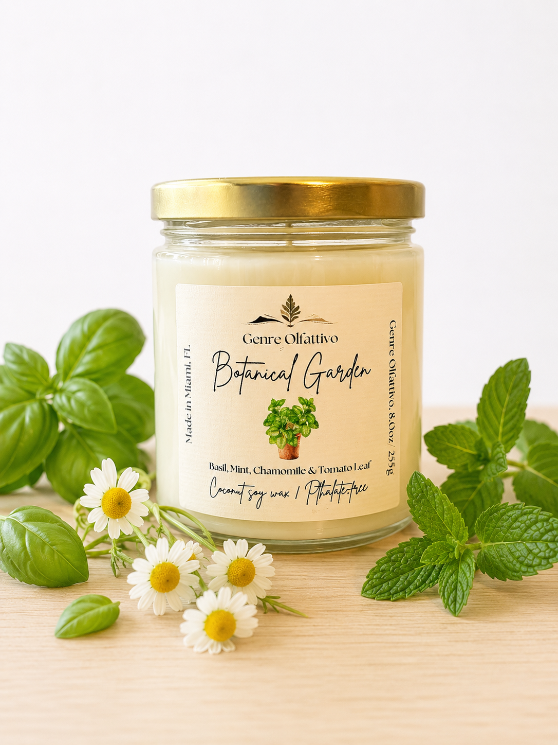 Botanical Garden: 8oz Clear Jar Clementine, Mint and Basil