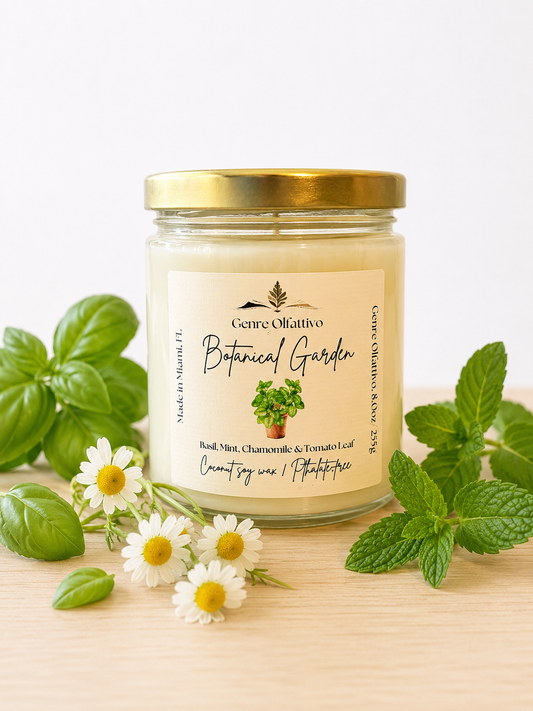 Botanical Garden: 8oz Clear Jar Clementine, Mint and Basil