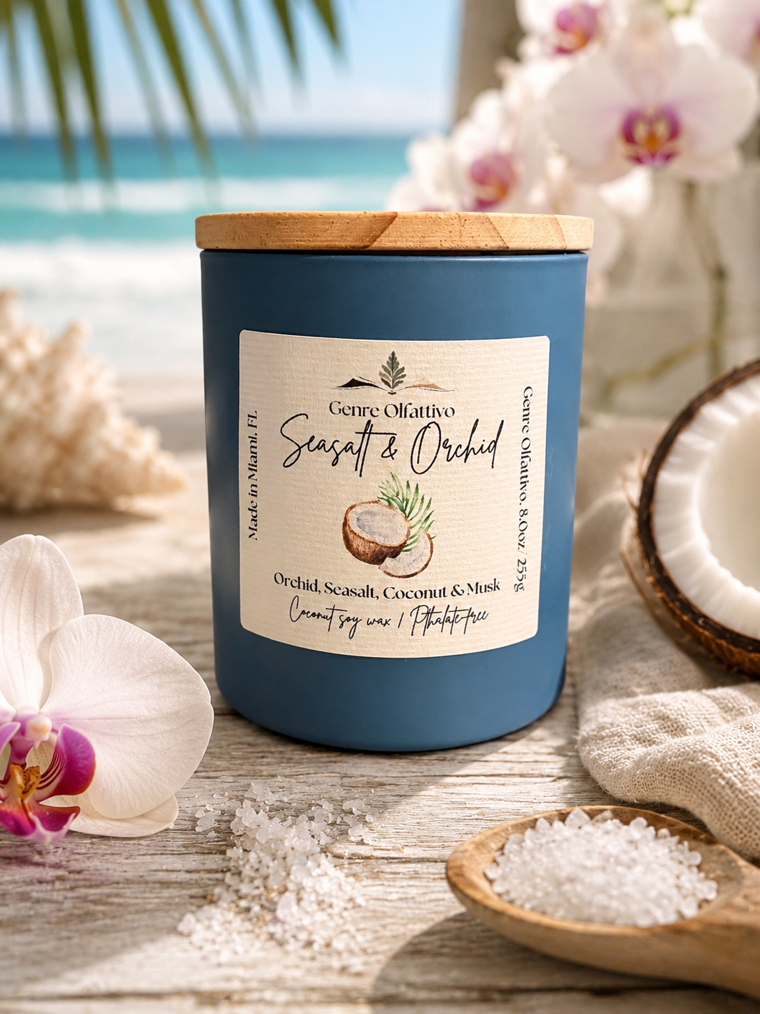 Seasalt & Orchid 10oz Matte Blue- Grey Jar Candle (Limited Edition)