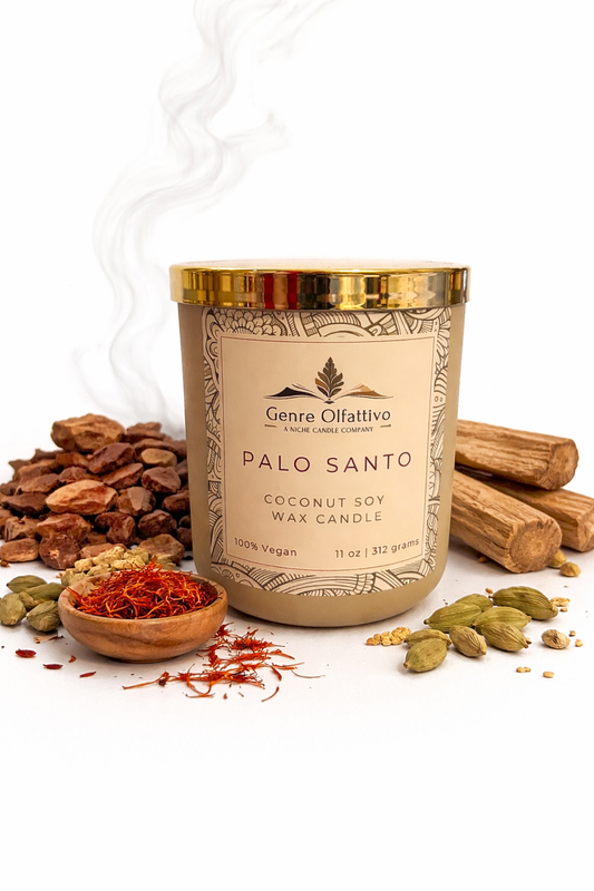 Palo santo smoke and sandalwood candle