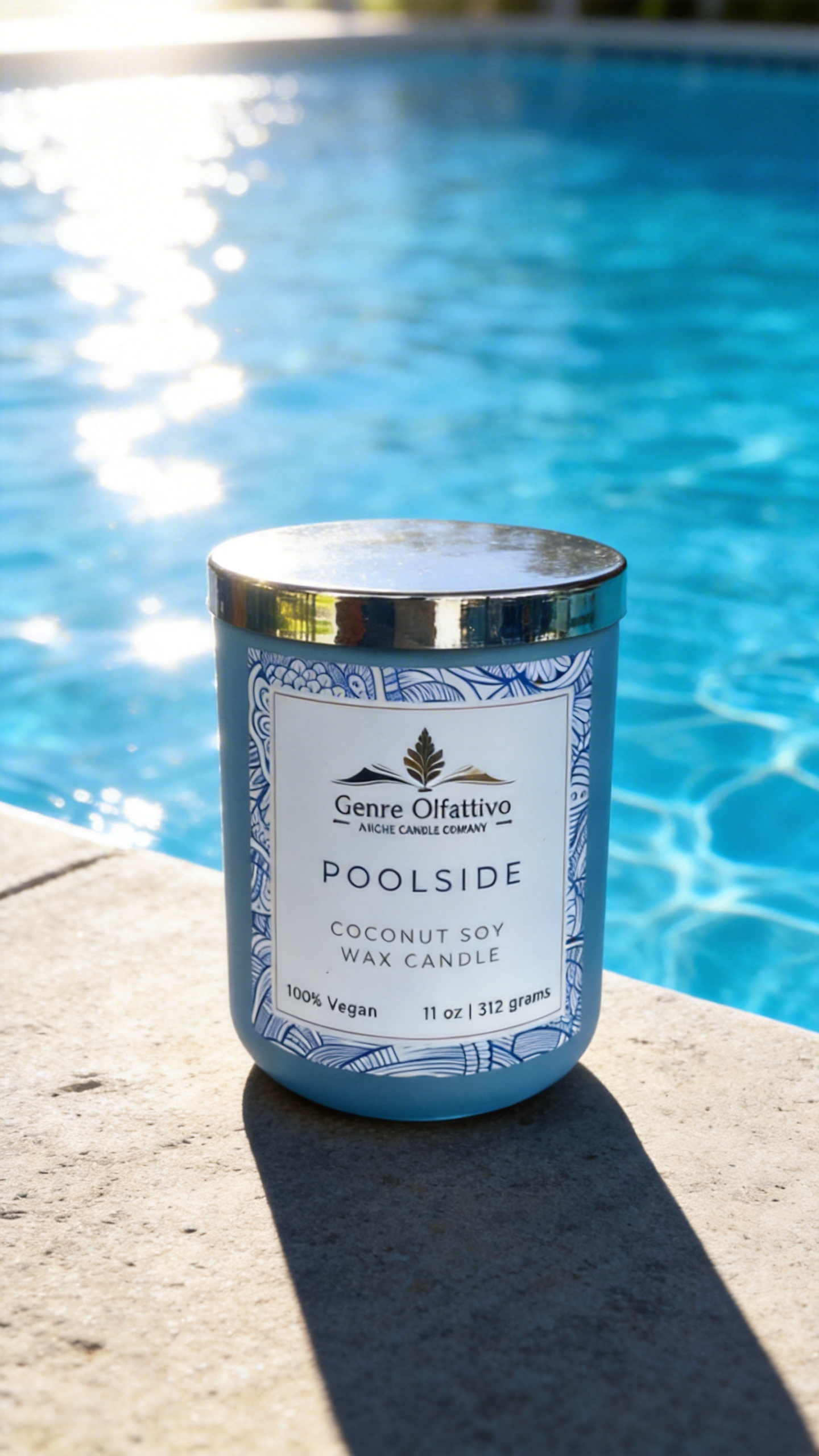 Poolside blue jar candle 