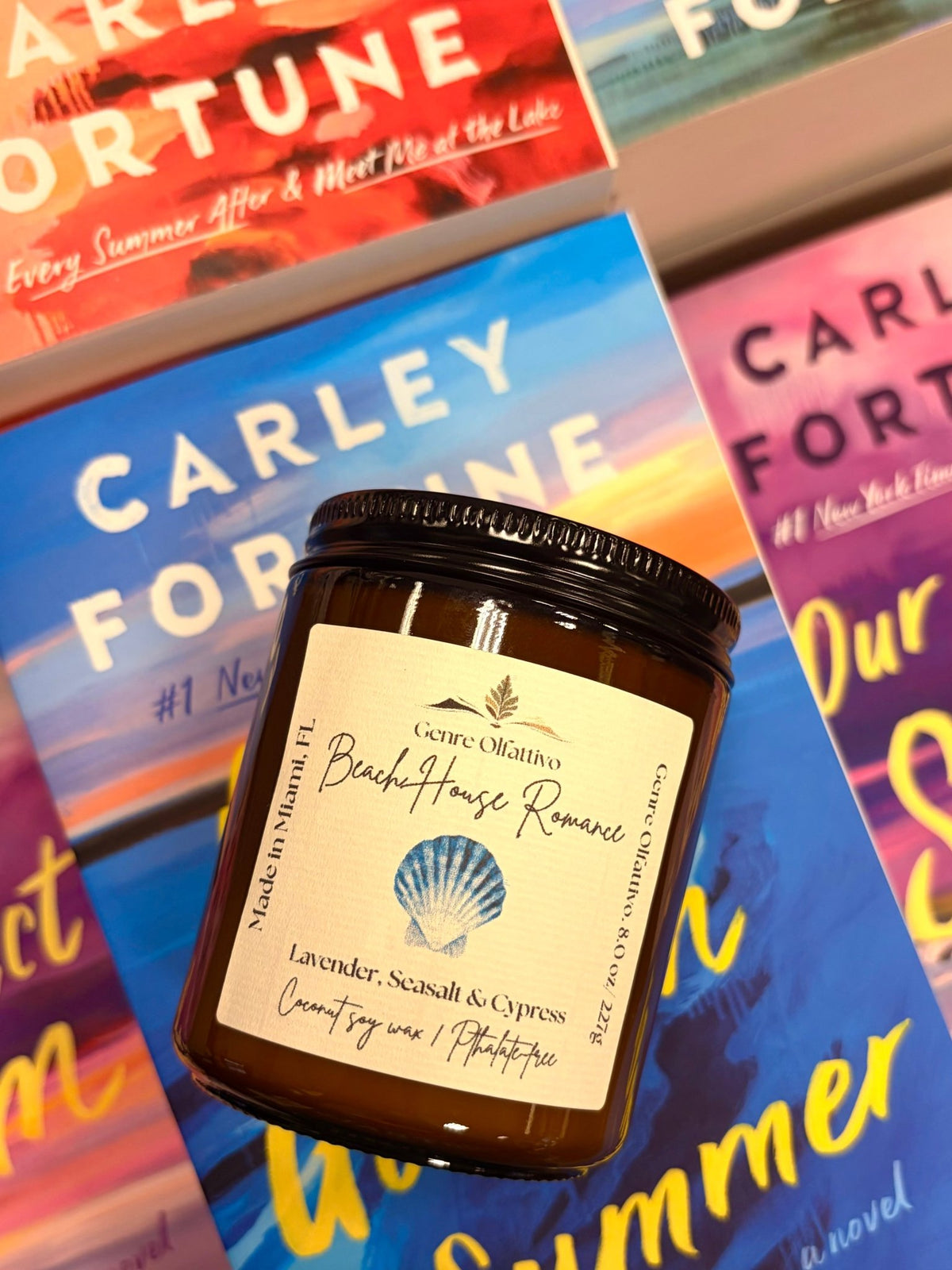 Beach House Romance 8oz Amber Jar Bookish Candle - Genre Olfattivo