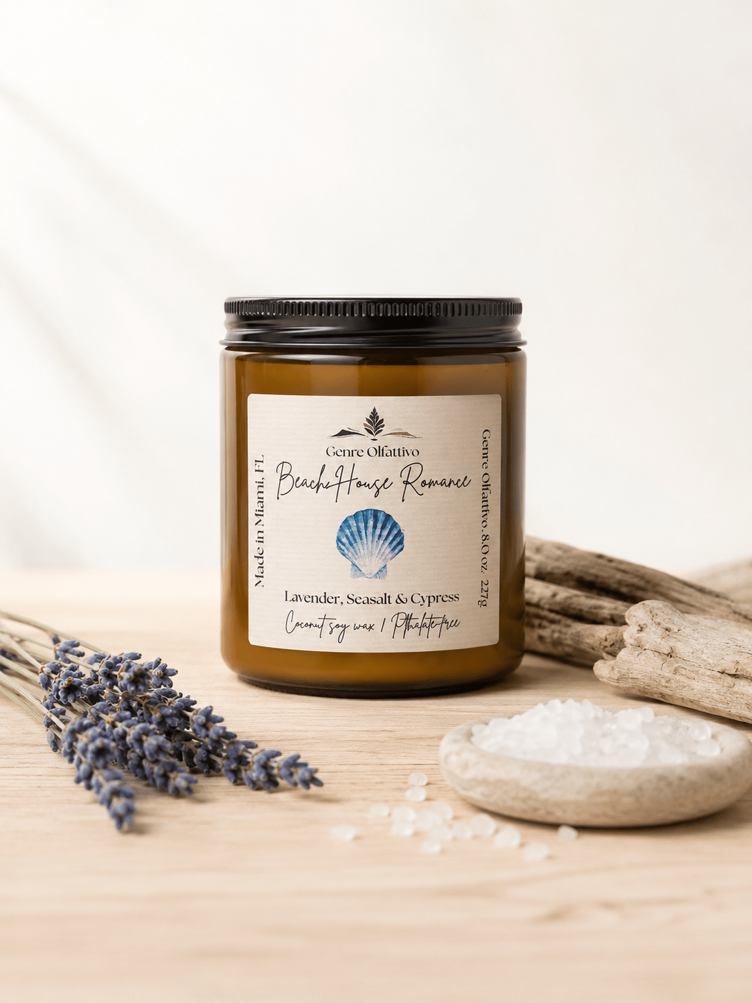 Beach House Romance 8oz Amber Jar Bookish Candle - Genre Olfattivo