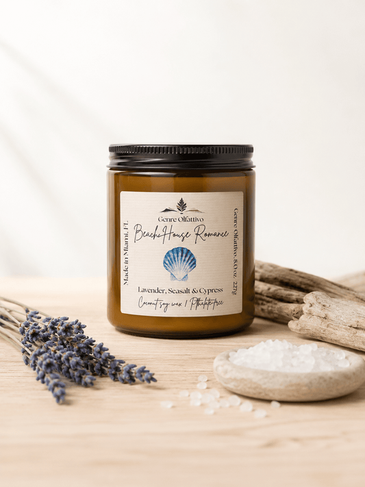 Beach House Romance 8oz Amber Jar Bookish Candle - Genre Olfattivo