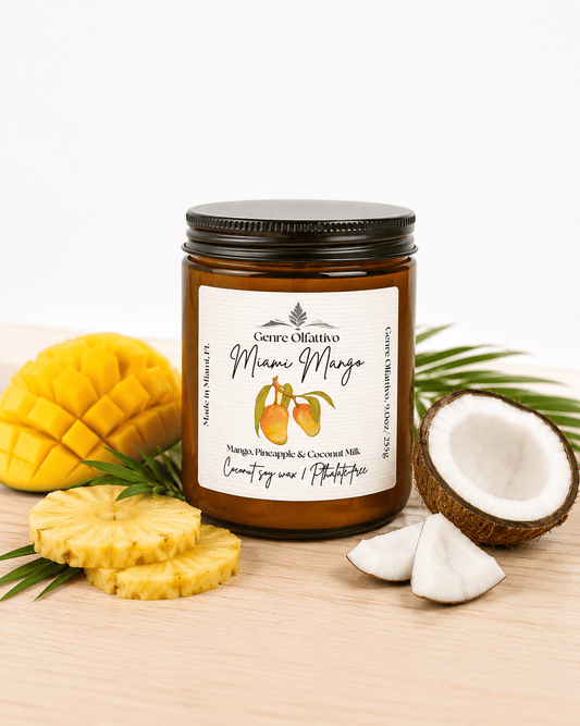 Miami Mango: Mango, Pineapple & Coconut 8oz Amber Jar - Genre Olfattivo