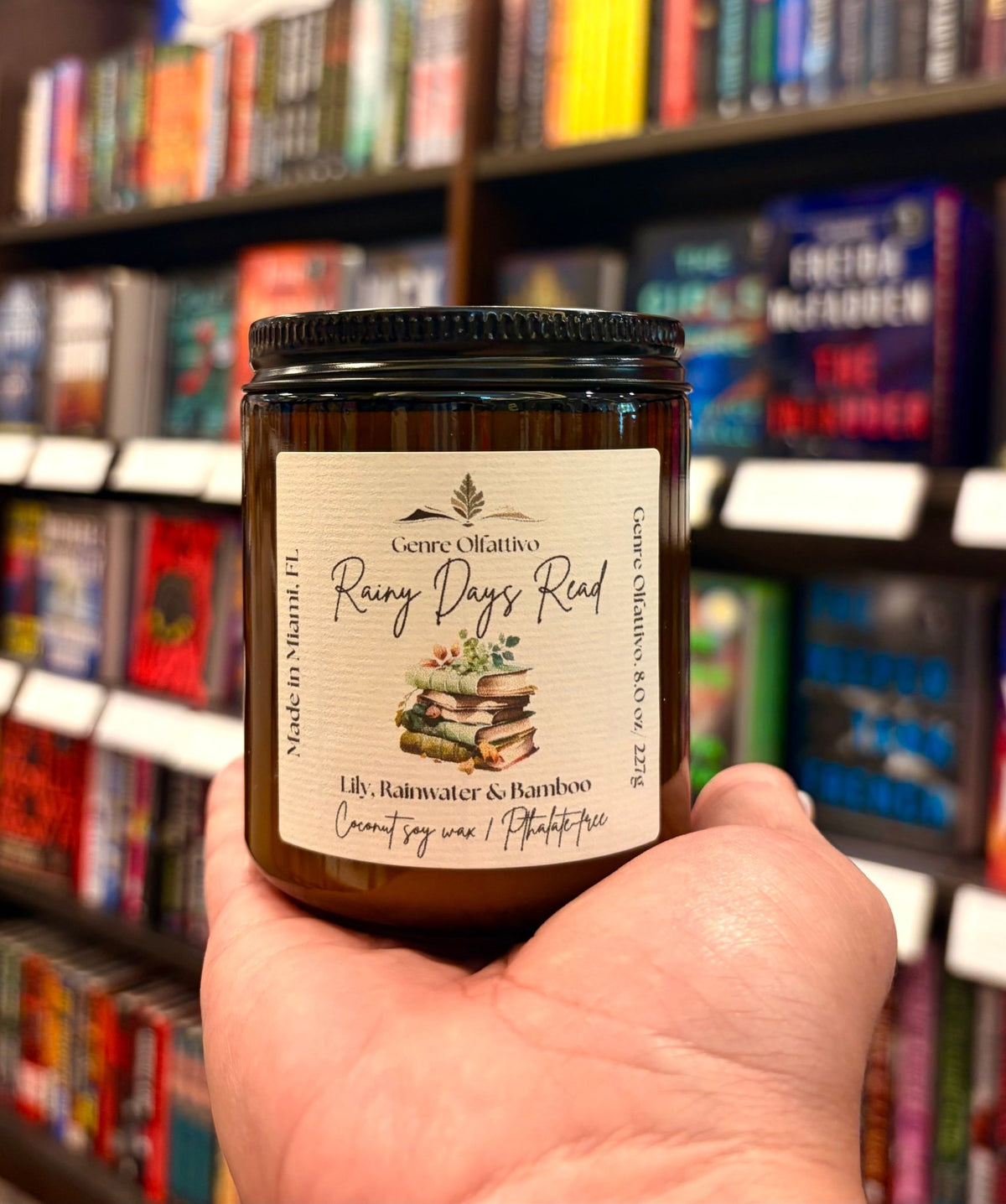 Rainy Days Read 8oz Amber Jar Bookish Candle - Genre Olfattivo