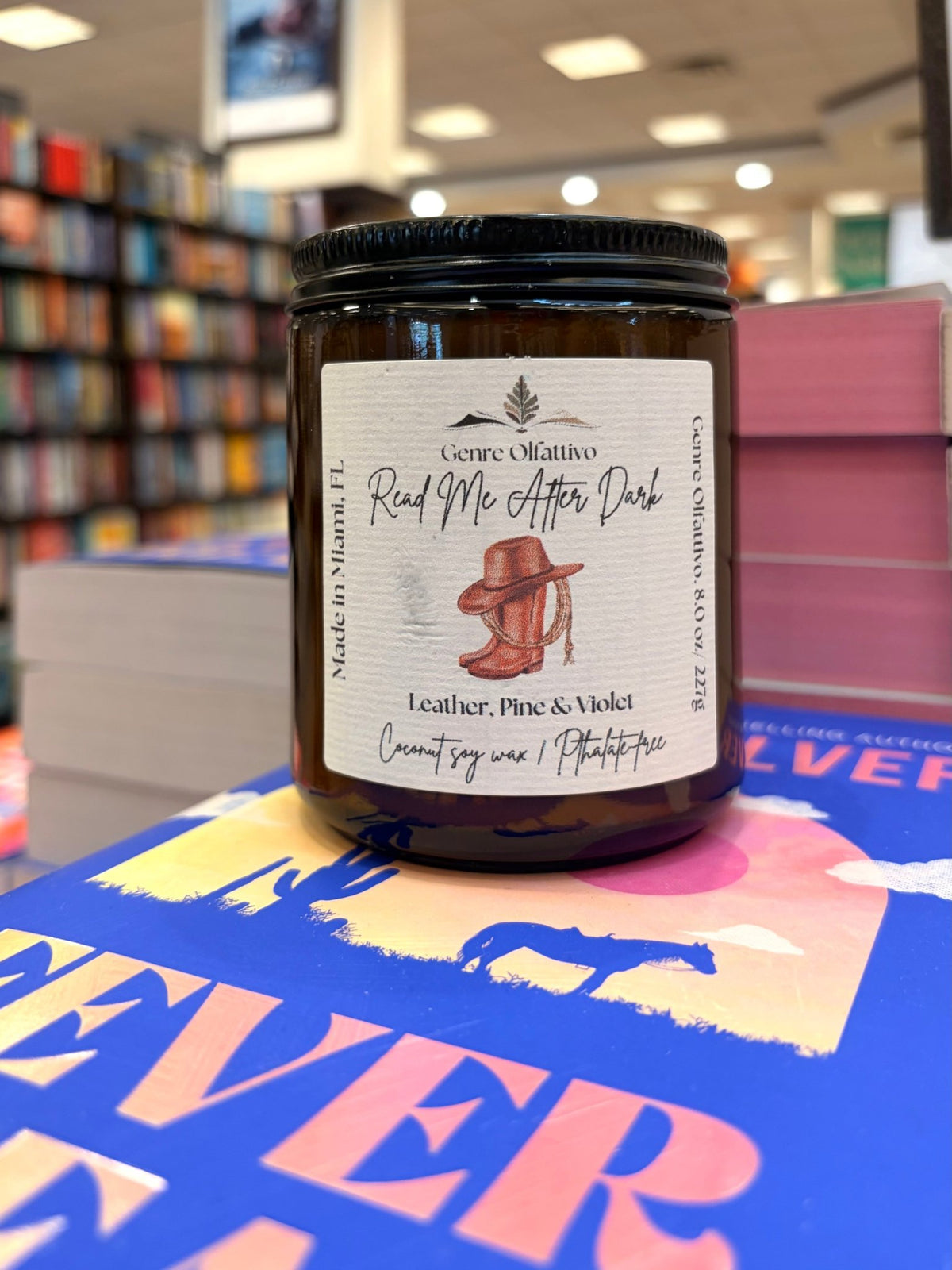 Read Me After Dark 8oz Amber Jar Bookish Candle - Genre Olfattivo