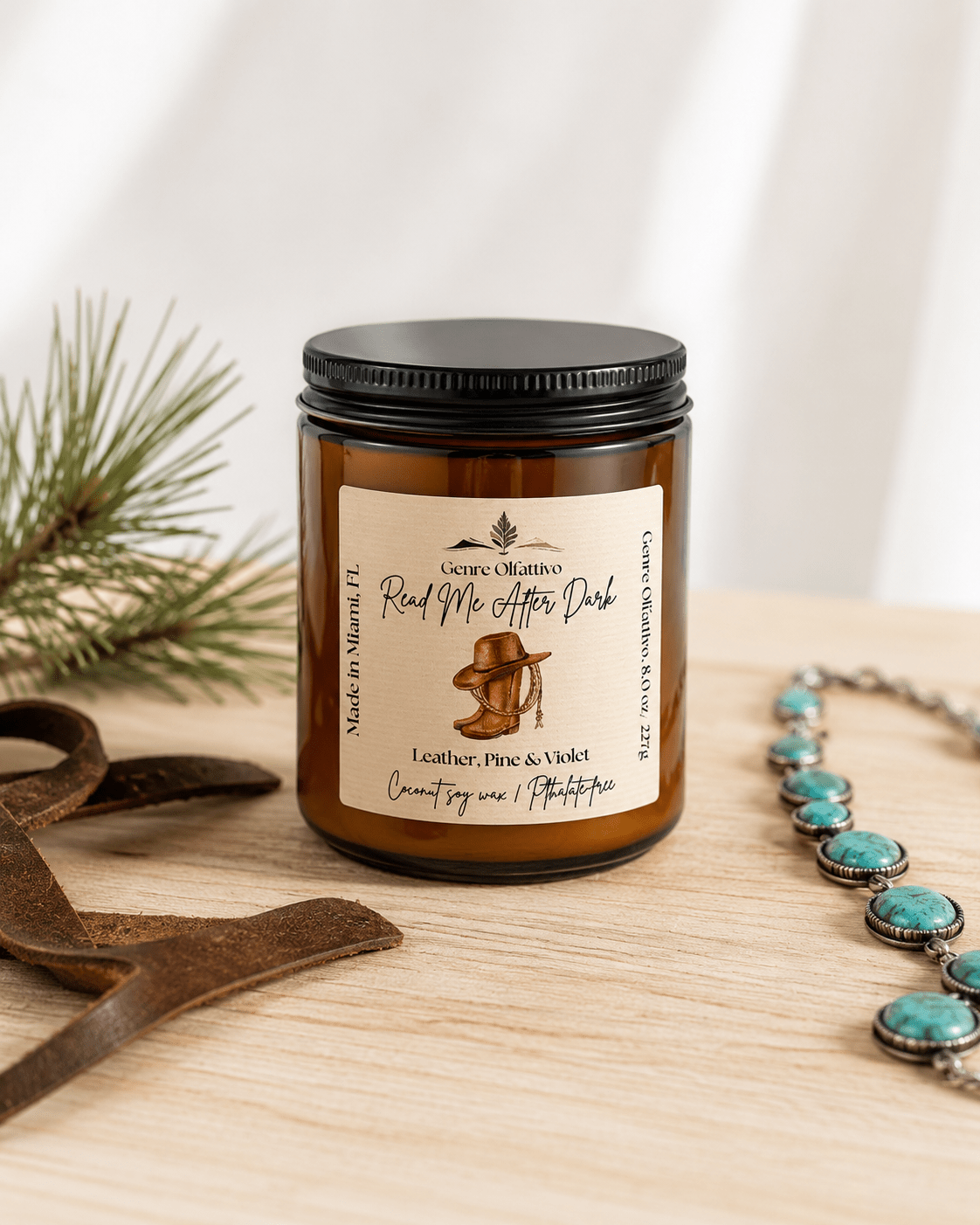 Read Me After Dark 8oz Amber Jar Bookish Candle - Genre Olfattivo