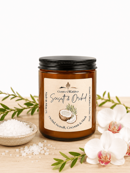 Seasalt & Orchid 8oz Amber Jar Candle - Genre Olfattivo