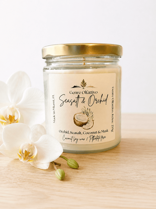 Seasalt & Orchid 8oz Clear Jar Candle - Genre Olfattivo