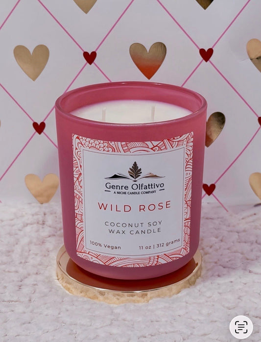 Wild Rose: 12oz Magenta Matte Jar, Bergamot, Fresh Rose & Musk - Genre Olfattivo